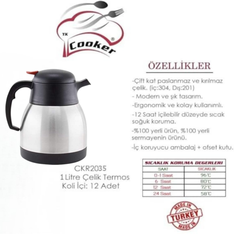 Cooker 1 Lt Çelik Termos CKR2035