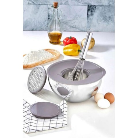 Cooker 4 Parça 24 cm Çelik Karıştırma ve Saklama Kabı