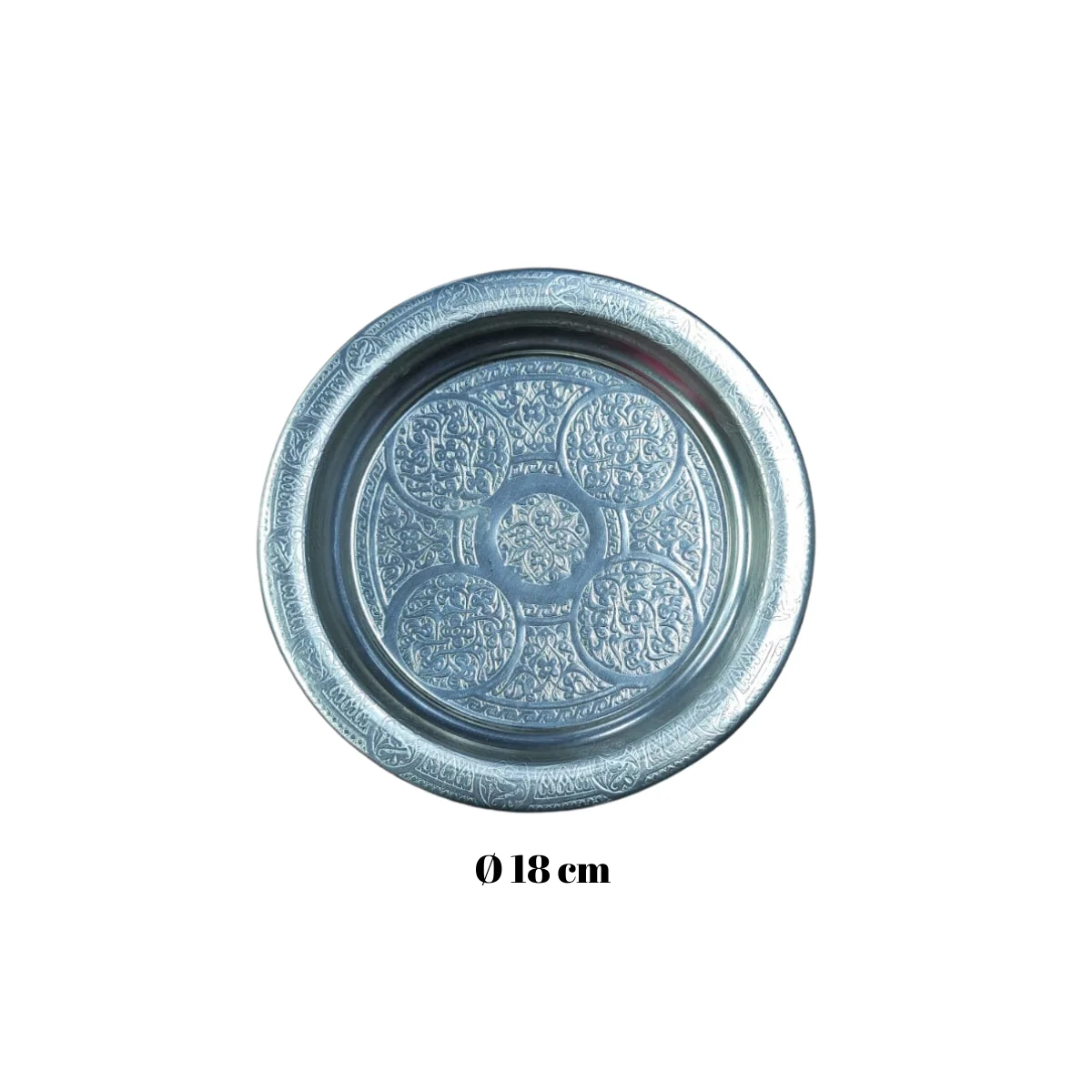 Desenli Servis Tepsi Krom 20 Cm