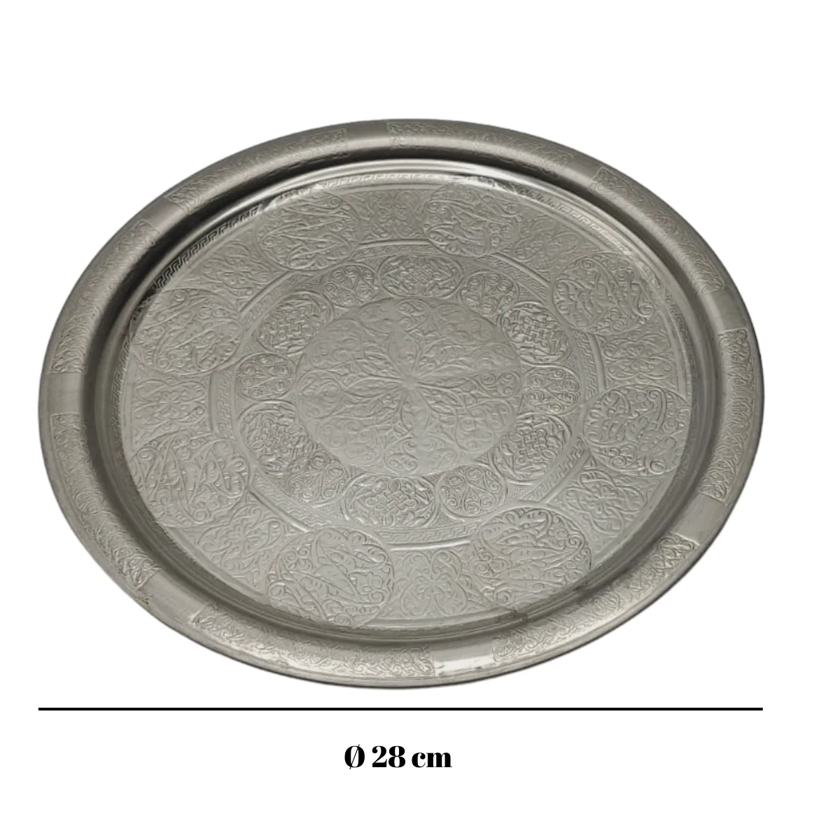 Desenli Servis Tepsi Krom 20 Cm