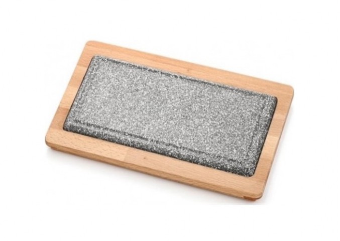 Döküm Granit Steak Sunum Döküm Seti Ahşap Altlıklı (A 577 05)