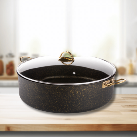 Evren Evren 40 Cm Gold Stone Maksi Basık Tencere 12,5 Lt