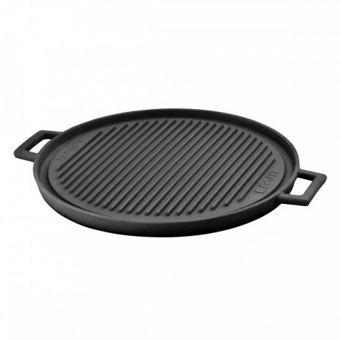 Lava Döküm Yuvarlak Griddle, Çift Taraflı, Metal Kulplu. Çap(Ø)34cm. ( LV ECO GT 34 T25 ) Siyah