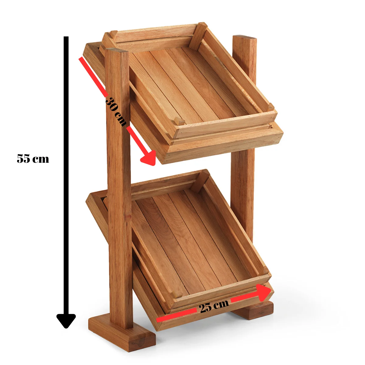 Groovy Ahşap 2 Katlı Açık Büfe Sunum Standı GRV-1879