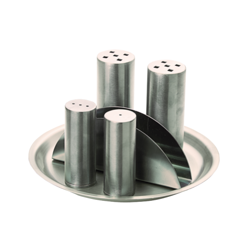 Groovy GRV-342 6’lı Yuvarlak Tuzluk Baharat & Peçetelik Takımı – 18/10 Paslanmaz Çelik