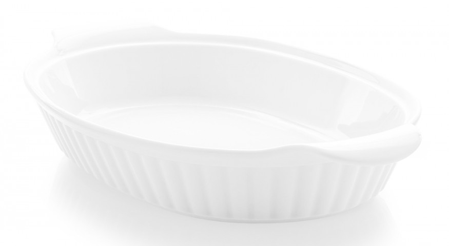 Güral Porselen Seyda 47 Cm Kulplu Oval Fırın Kabı Dekorsuz