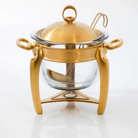 Güren 101000219 Mum Isıtıcılı Çorba Servis Seti 4 Lt Mat Gold