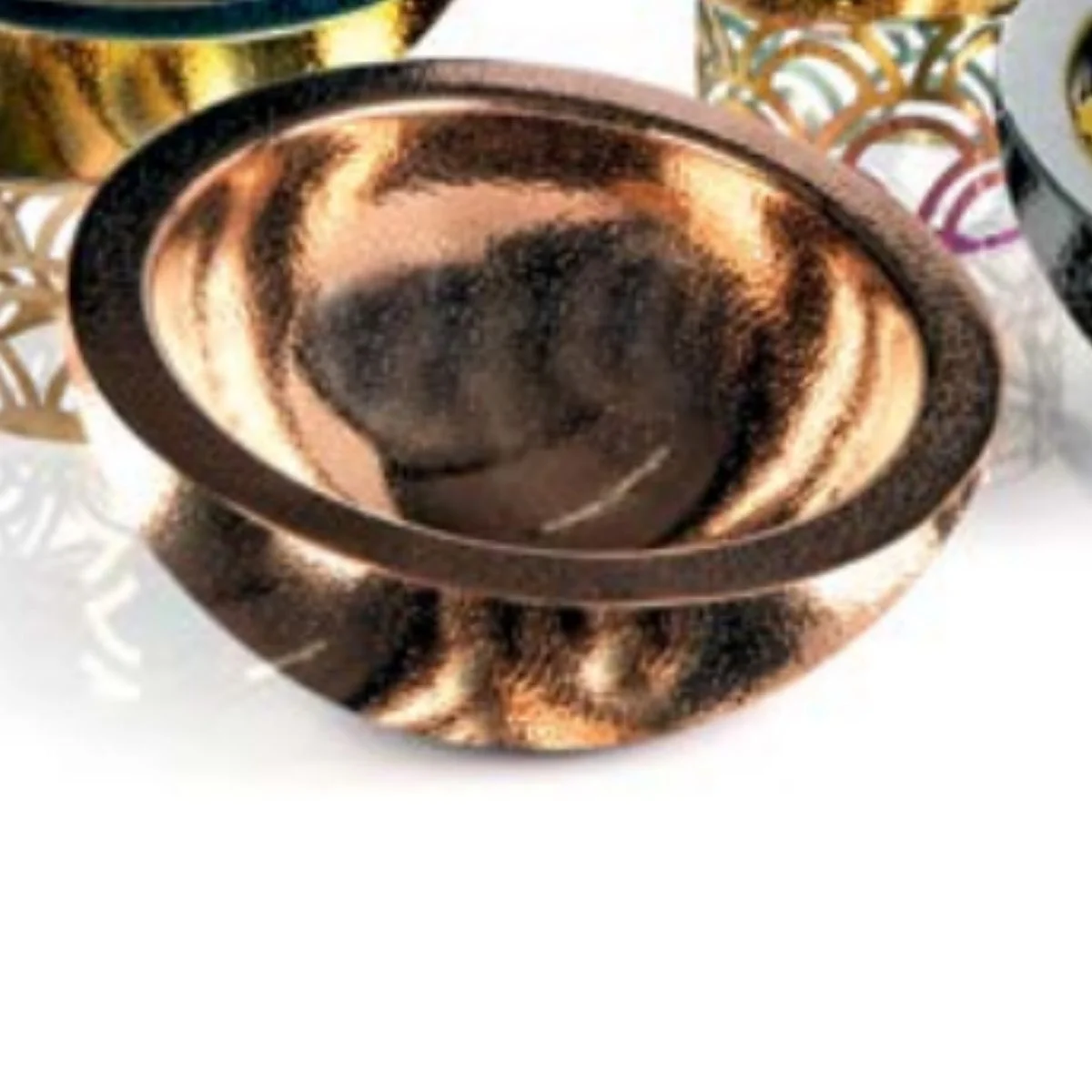 Güren Cidarlı Nostalji Sığ Kase Gold Bakır 26 Cm ( KSC-SG-26NC )