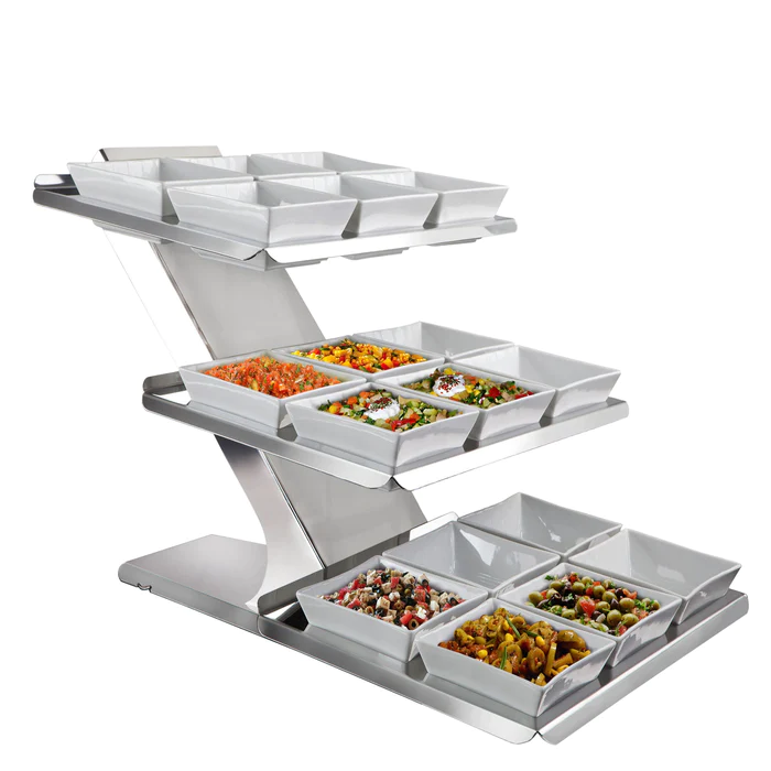 Güren Etajer Sea - 3 Kat - 18 Yuvalı - 14*14cm Kase İçin ( EJ-SEA-18Y-3K-14K )