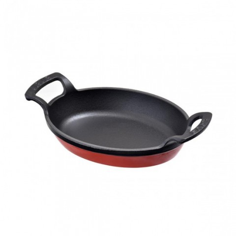 Lava Döküm 19*14 cm Oval Kulplu Tava ( LV O TV 1914 SHN ) Kırmızı
