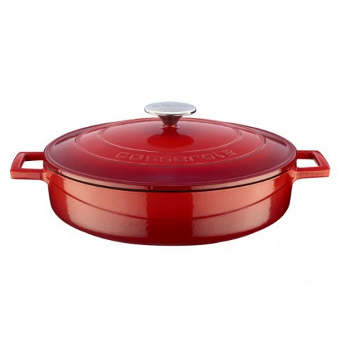 Lava Döküm Ø 24 cm Çok Amaçlı Yayvan Tencere Folk ( LV Y ST 24 K1 ) Kırmızı