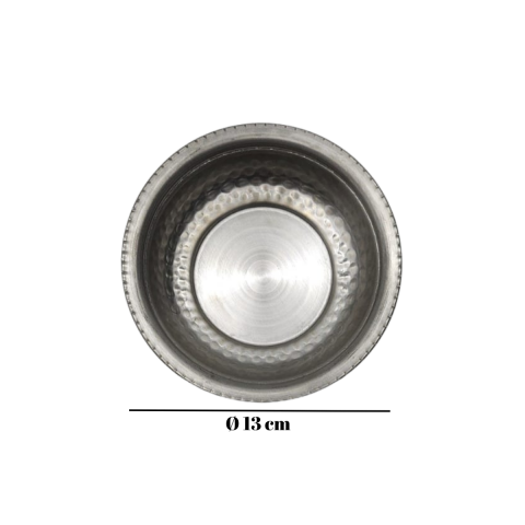 Çelik Kase ( Dövme Desenli ) Krom 13 Cm