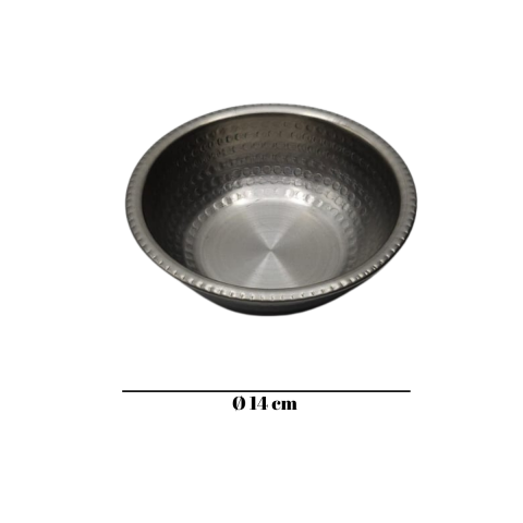 Çelik Kase ( Dövme Desenli ) Krom 14 Cm