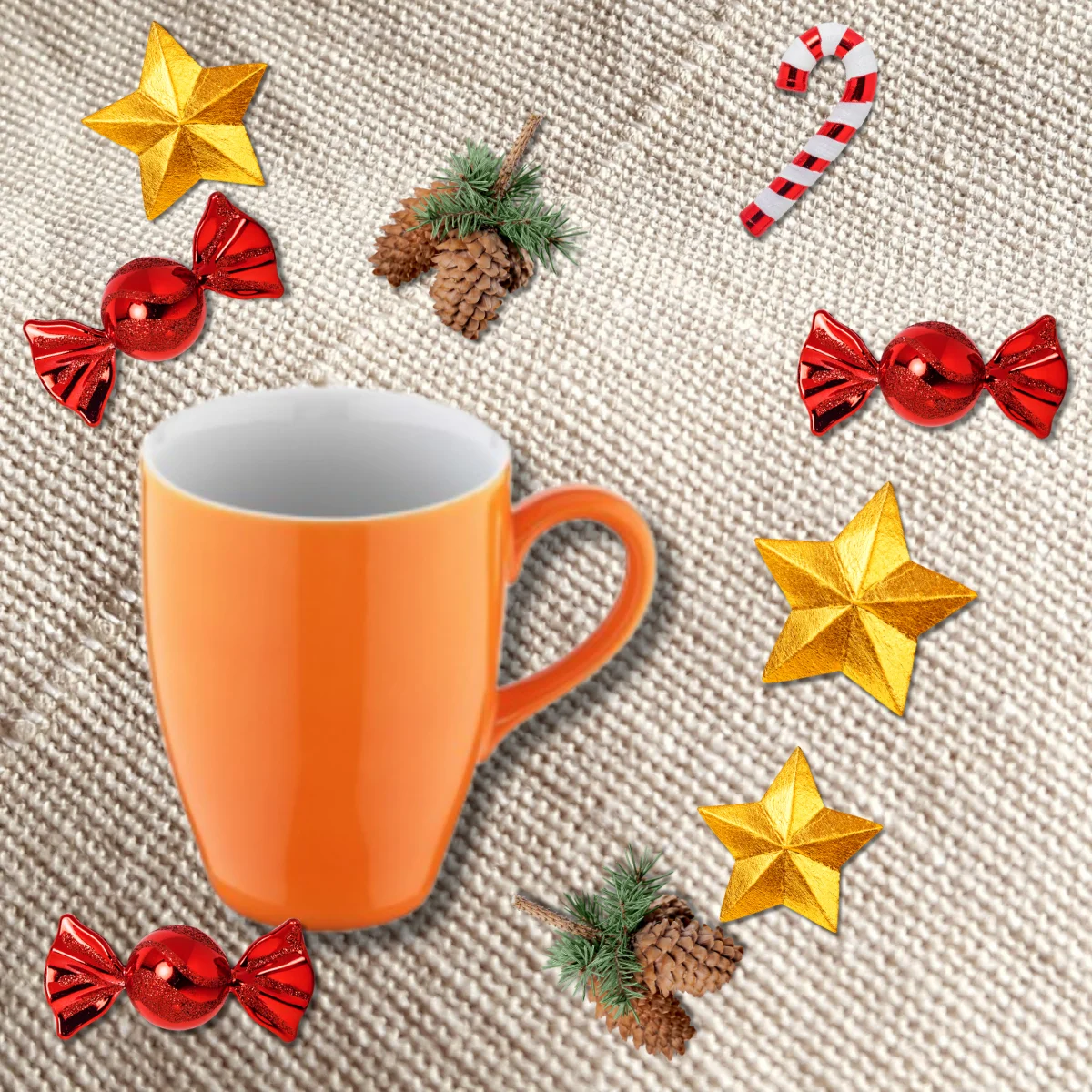 Kütahya Porselen Lima Mug Bardak Pistole Boyalı Turuncu , 240 cc (LM01MG14019)