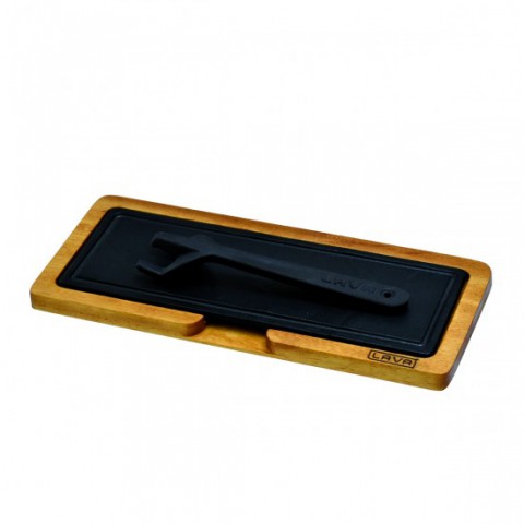 Lava 11*30 cm Döküm Plaka ve Ahşap Altlık ( Iroko ) ( LV HRC HP 1130 AS 253 IR ) Siyah