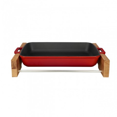 Lava Döküm Dikdörtgen Tepsi ve Ahşap Altlığı 22x30cm ( LV P TP 2230 K4 )