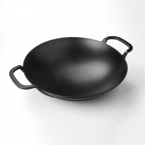 Lava Döküm Yuvarlak Wok Döküm Demir Yekpare Çift Kulplu Çap (Ø)38cm. ( LV ECO WOK 38 )