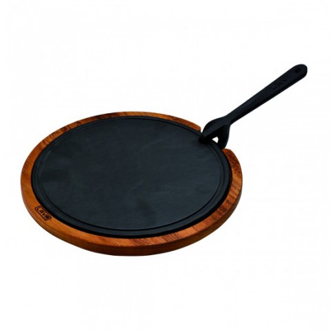 Lava Yuvarlak 26 cm Döküm Plaka ve Ahşap Altlık ( IROKO ) ( LV HRC HP 26 AS 260 IR )