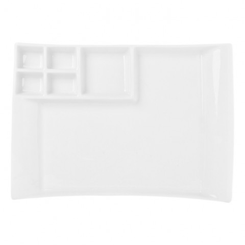 Güral Porselen Milano 37*26 Cm Bölmeli Servis Tabağı Dekorsuz ( MLN37X26BSV00 )
