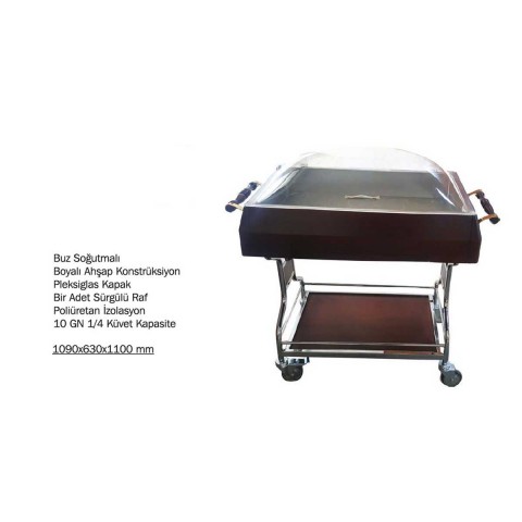 Meze Servis Arabası Buz Soğutmalı 109x63x110 cm