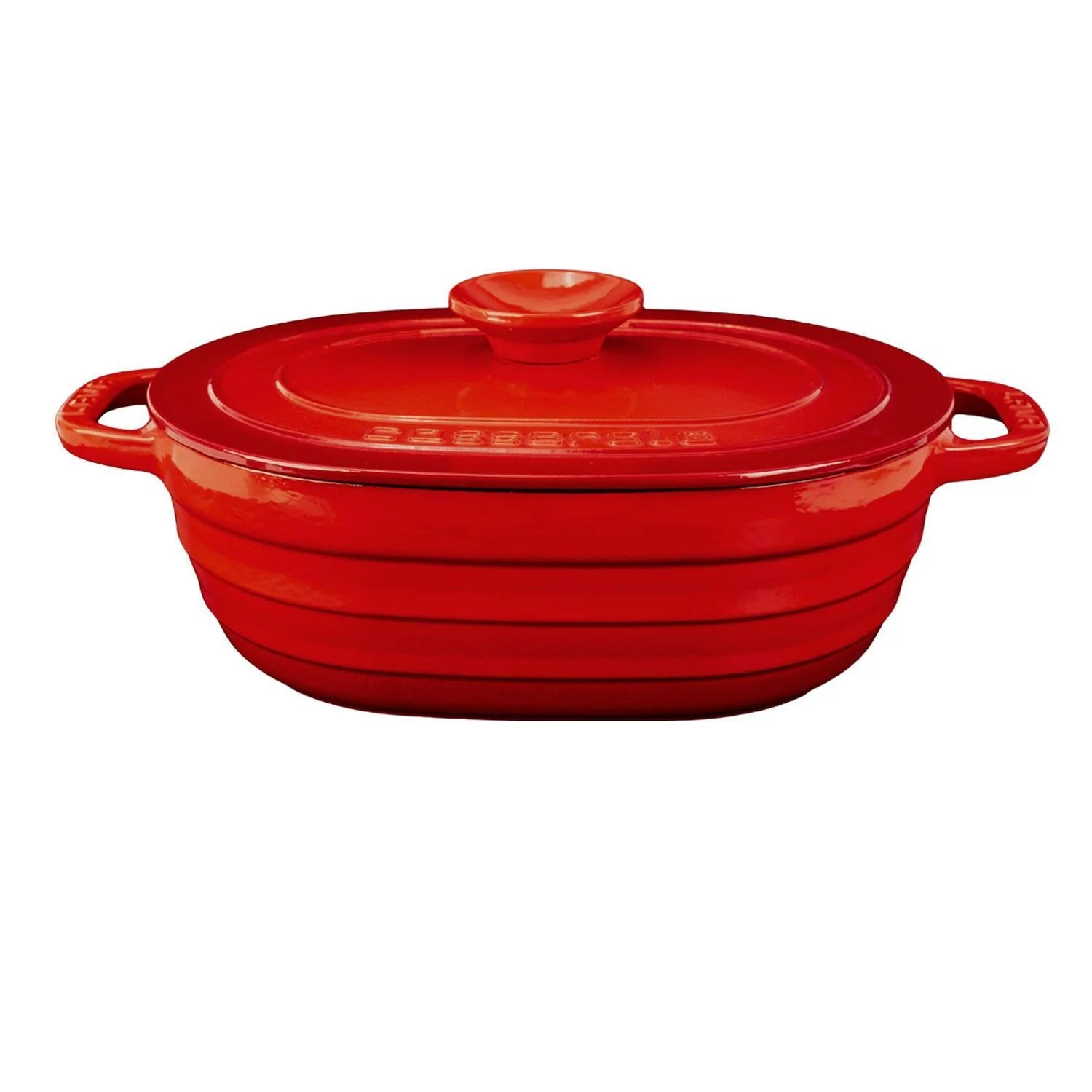 Lava Döküm  24*33 cm Oval Tencere Döküm Demir Kapak Experience Serisi Kırmızı