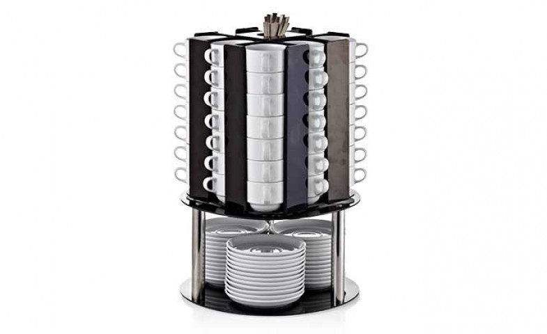 Groovy Polycarbon Döner Fincan Tabak Kaşık Standı (kapasite 56 Ad) ( GRV-FS-01 )