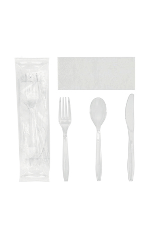 Rubikap Premium Set - Çatal + Bıçak + Kaşık + Peçete (SET.6504) Şeffaf