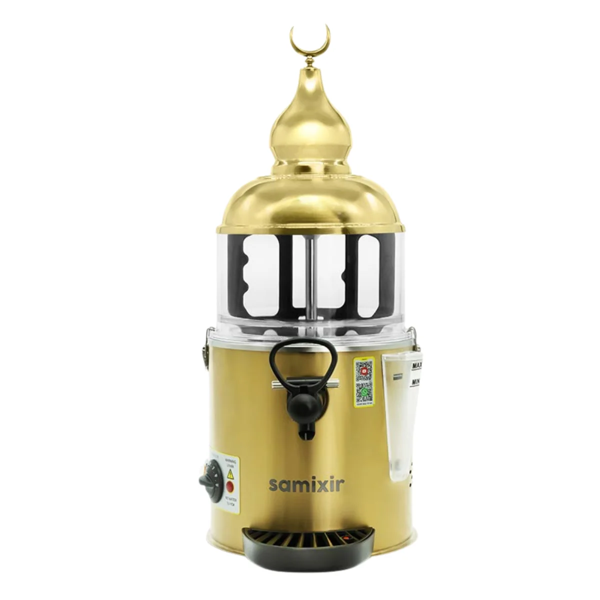 Samixir SC.05 Panoramik Sıcak Çikolata ve Salep Makinesi, 5 L, Gold ( Pirinç Alem Kapaklı )