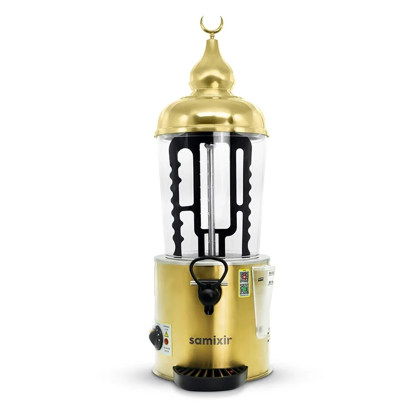 Samixir SC10.G Panoramik 10 lt Karıştırıcılı Sıcak İçecek Dispenseri Gold ( Pirinç Alem Kapaklı )