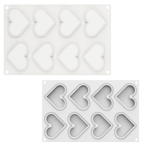 Silikomart Level Hearts 35 N.8'li Silikon Kalıp Seti 80X66 mm  h:12 mm (36.395.87.0065)