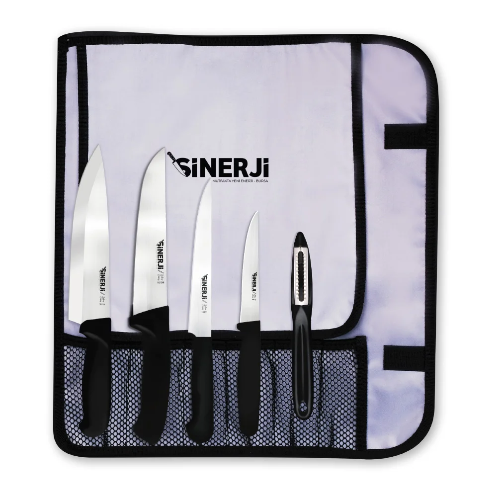 Sinerji Silver Gastronomi Rulo Çantalı Bıçak Seti 5+1 (35011)