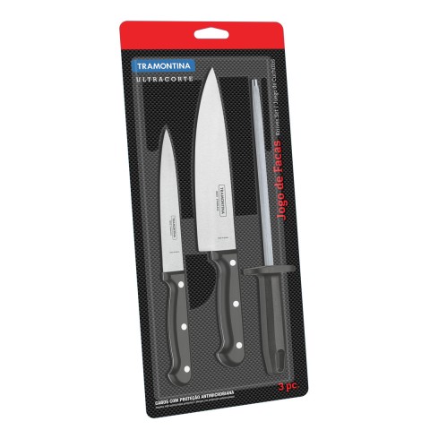 Tramontina 23899/072 3lü Bıçak + Masat Seti (Blisterli)