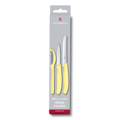 Victorinox Swiss Classic Soyma Bıçağı 2li + Soyacak Seti Açık Sarı (VT 6.7116.31L82)