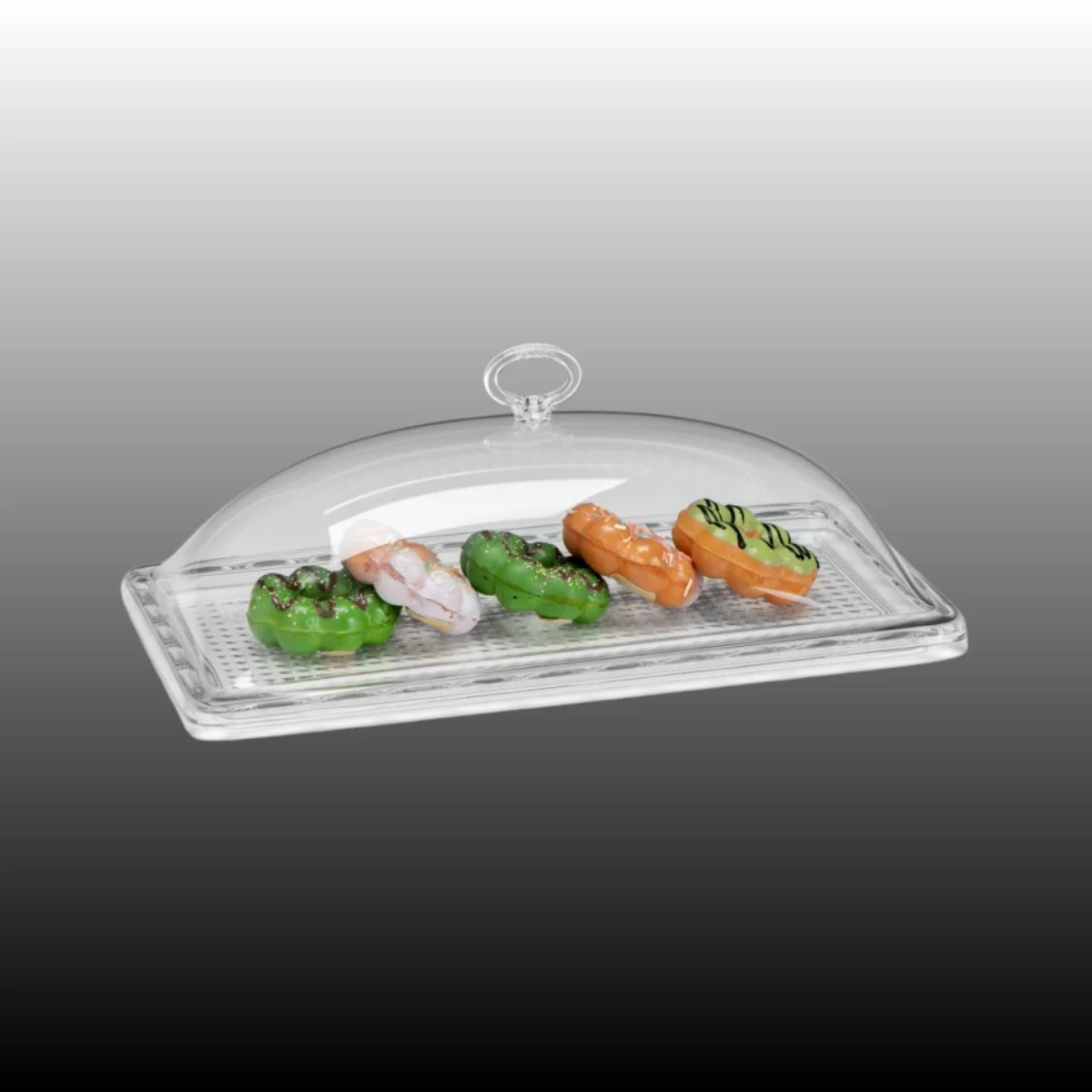 Zicco ZCP 830 Teşhir Fanusu Akrilik Kapaklı Polikarbon Tepsili 17,5*32,5 H 11 cm